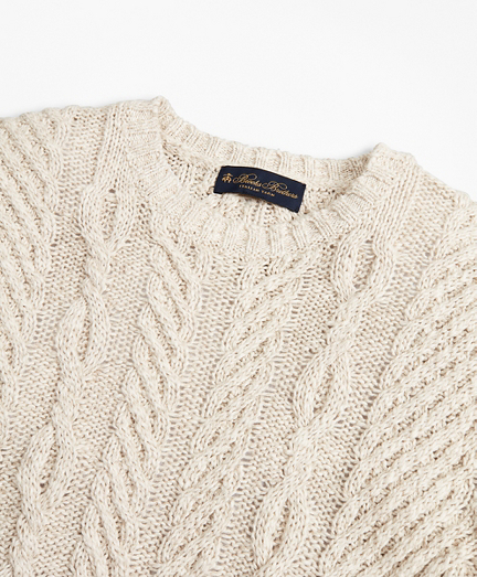 brooks brothers cotton cable crew neck sweater