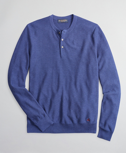 Silk and Cotton Henley Sweater - Brooks 