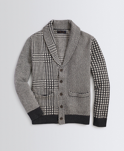 Patchwork Shawl Collar Cardigan 