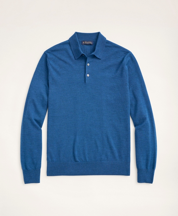 Merino Polo Sweater Medium Blue