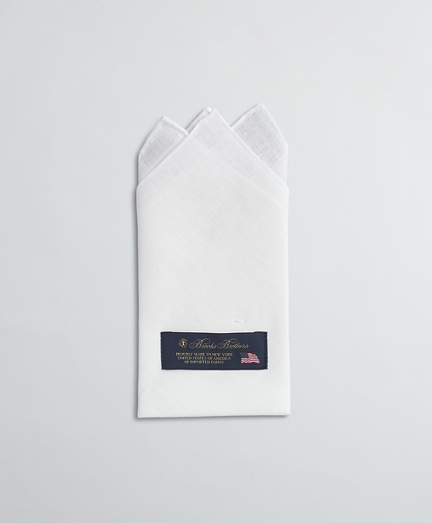 Prefolded pocket square, 3point fold. 100 linen. Made in USA. Brooks Brothers