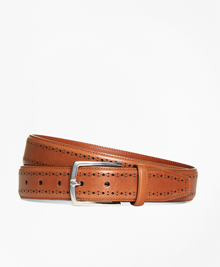 Leather Perforated Belt - Brooks Brothers