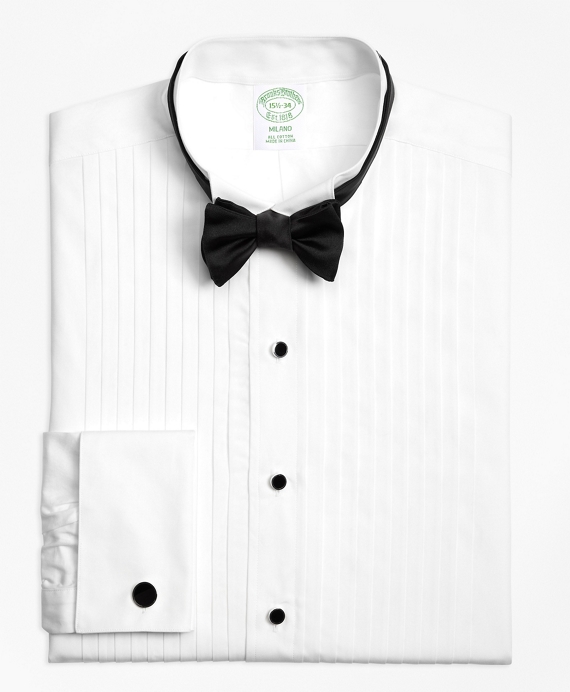 Milano Fit Ten-Pleat Wing Collar Tuxedo Shirt White