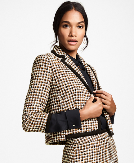 Petite Checked Tweed Cropped Jacket