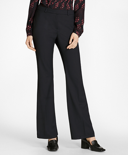 black wool wide leg trousers