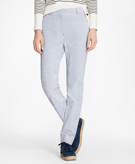 blue and white striped pants womens