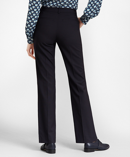 Petite Pinstripe Stretch Wool Pants - Brooks Brothers