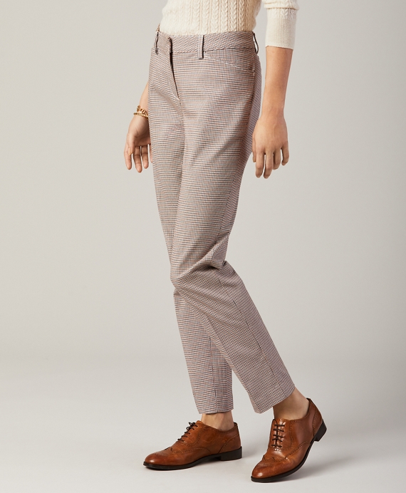 Petite Checked Cotton-Blend Twill Pants Brown-Navy