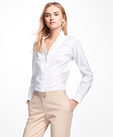 Petite Non-Iron Ruffle Pinpoint Oxford 