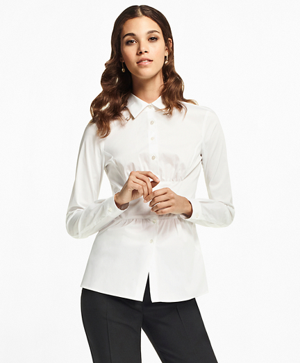 Petite Stretch Cotton Peplum Shirt