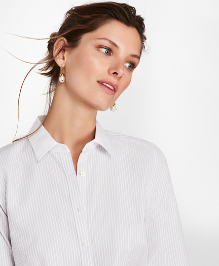 Petite Bengal Stripe Cotton Fitted Shirt