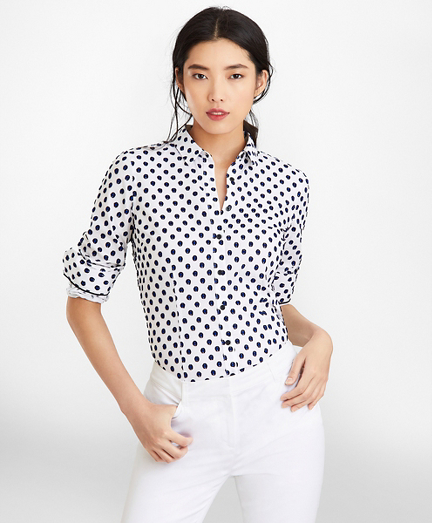 Petite Tailored-Fit Clip-Dot Jacquard Shirt