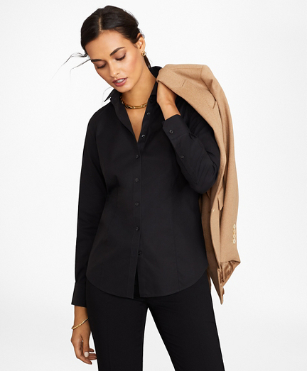 Petite Non-Iron Tailored-Fit Stretch Supima&reg; Cotton Dress Shirt