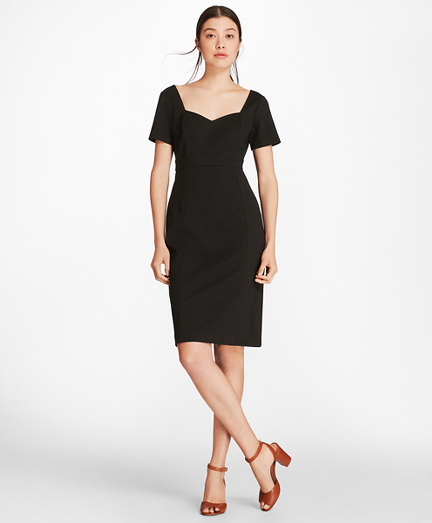 Petite Ponte-Knit Sweetheart-Neck Sheath Dress