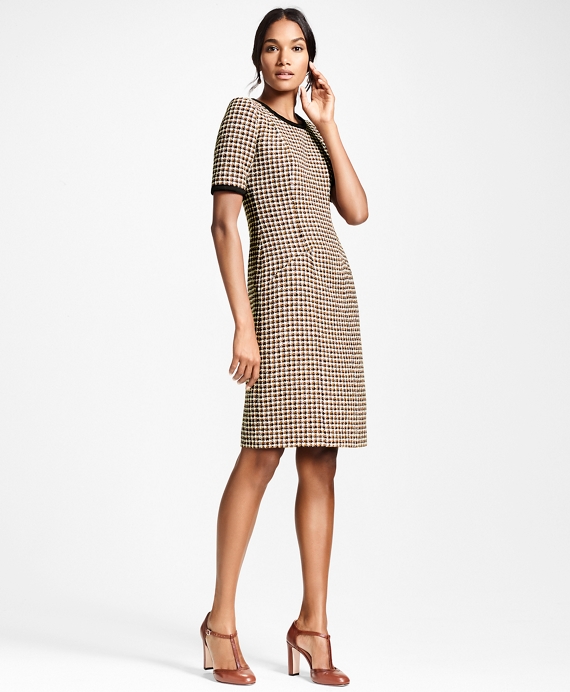 Petite Checked Tweed A-Line Dress - Brooks Brothers