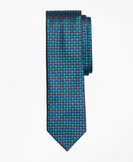 Geometric Floral Pattern Mercerized Silk Tie