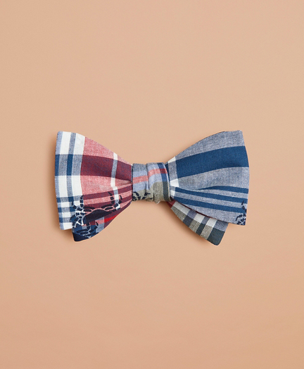 Crab-Print Madras Bow Tie