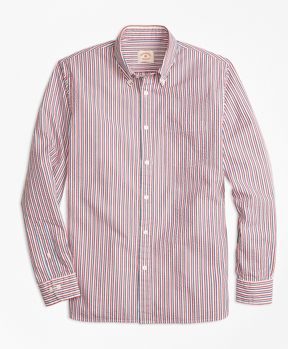 Stripe Cotton Seersucker Sport Shirt - Brooks Brothers