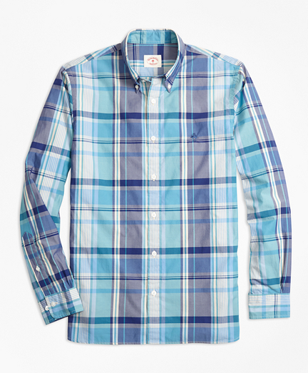 Madras Plaid Cotton Poplin Sport Shirt