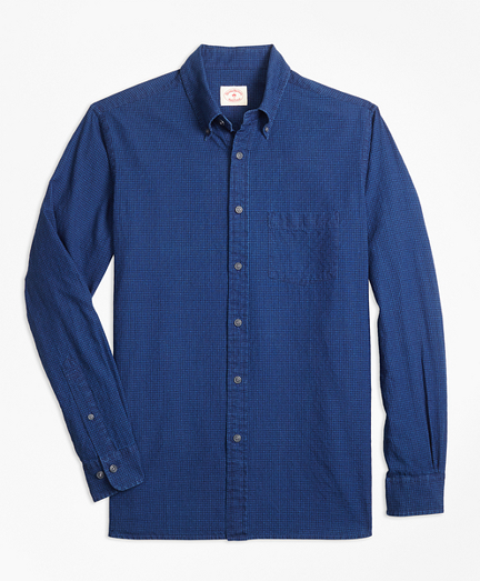 Micro-Gingham Cotton Dobby Sport Shirt