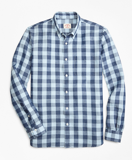 Gingham Linen-Blend Sport Shirt