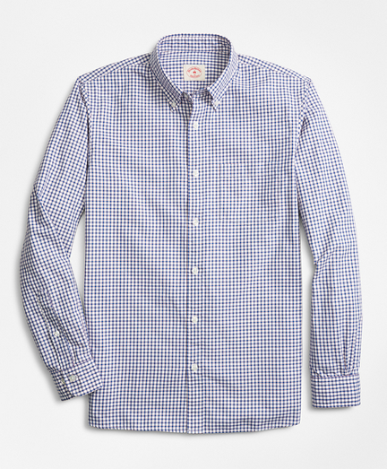 Checkered Cotton Basketweave Sport Shirt