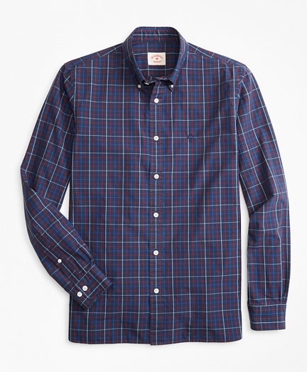 Windowpane Yarn-Dyed Cotton Poplin Sport Shirt