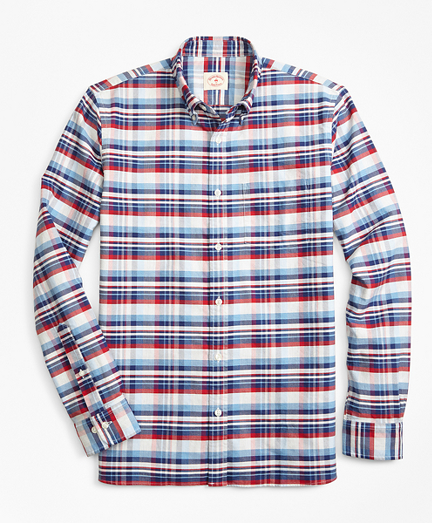 Multi-Plaid Cotton Oxford Sport Shirt