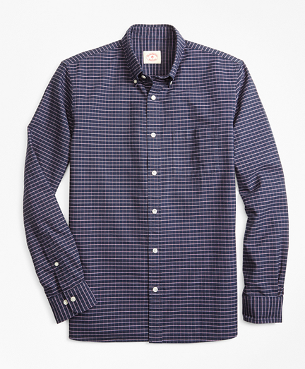 Windowpane Cotton Oxford Sport Shirt