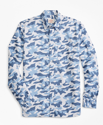 Camo-Stripe Cotton Oxford Sport Shirt