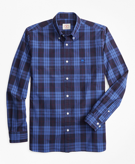 Plaid Garment-Dyed Cotton Sport Shirt
