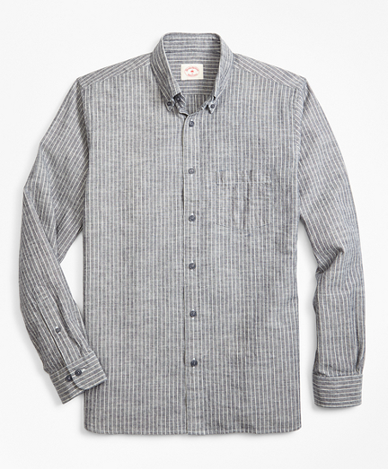 Indigo-Dyed Striped Denim Sport Shirt