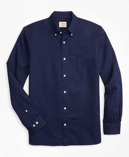 Indigo-Dyed Textured Dobby Sport Shirt