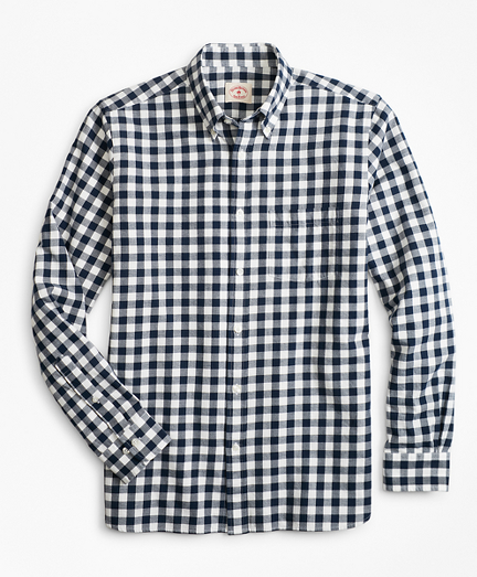 Gingham Brushed Cotton Flannel Sport Shirt