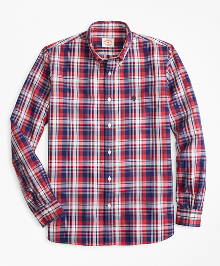 Plaid Basketweave Oxford Sport Shirt