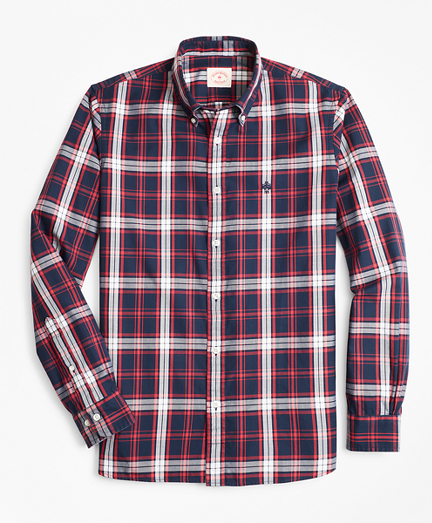 Plaid Basketweave Oxford Sport Shirt