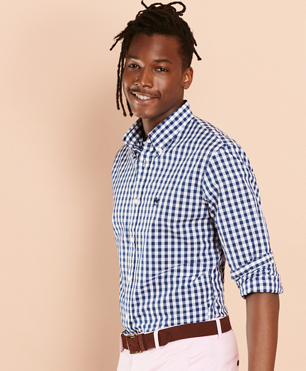 gingham shirt red