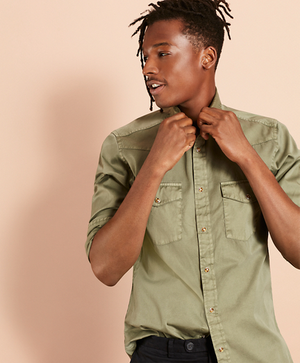 Garment Dyed Twill Sport Shirt Brooks Brothers
