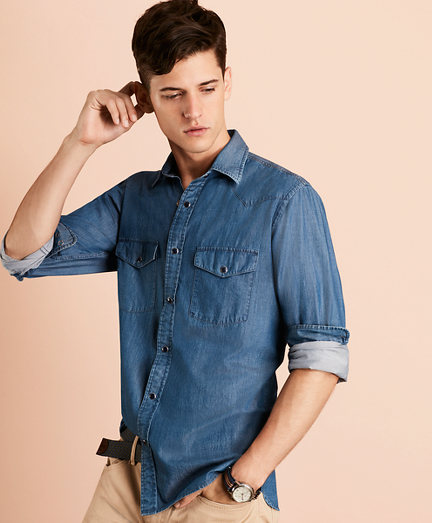 brooks brothers denim shirt