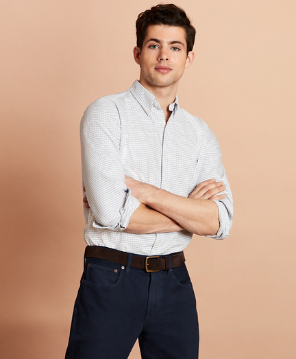 Windowpane Cotton Oxford Sport Shirt