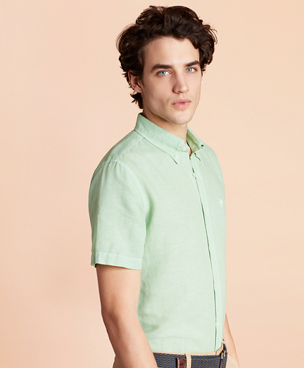 brooks brothers linen shirt short sleeve