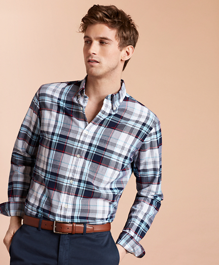 Madras Cotton Sport Shirt - Brooks Brothers