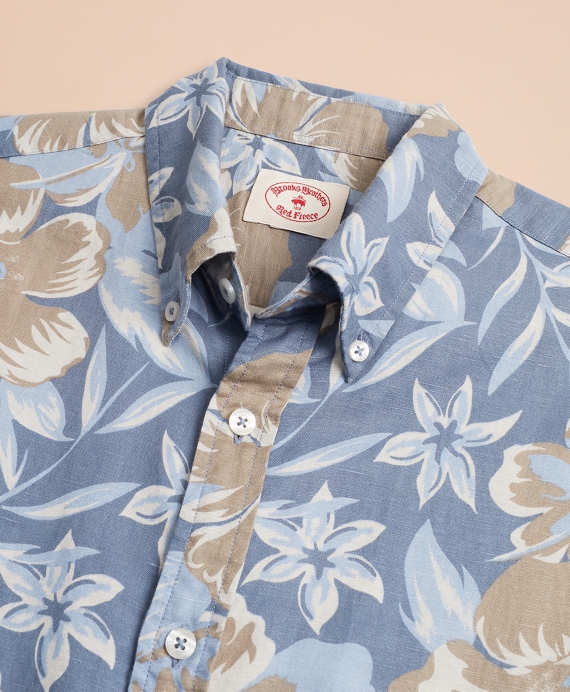 Floral-Print Linen-Blend Short-Sleeve Sport Shirt - Brooks Brothers