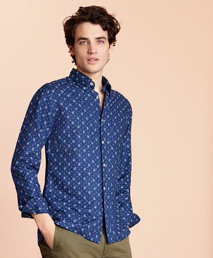 Floral Linen-Blend Sport Shirt