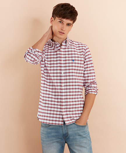 Checked Cotton Oxford Sport Shirt