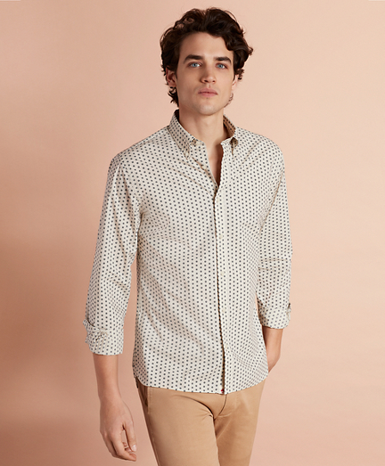 Geometric-Print Poplin Sport Shirt