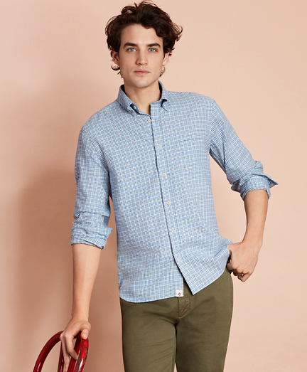 Checked Brushed Twill Sport Shirt