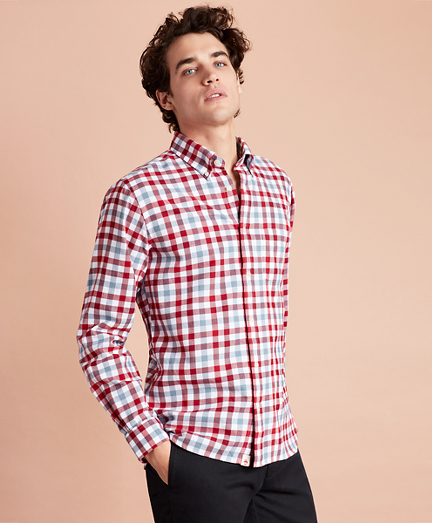 Gingham Brushed Twill Sport Shirt