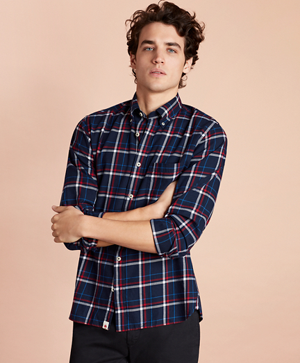 Plaid Brushed Twill Sport Shirt