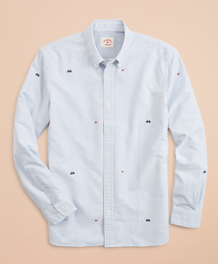 Striped Pinpoint Oxford Embroidered 